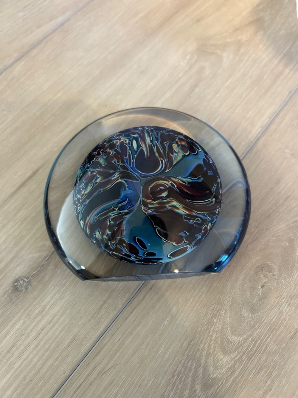 James Clarke 96 Paperweight - Iridescent Blue Decorative Home Art